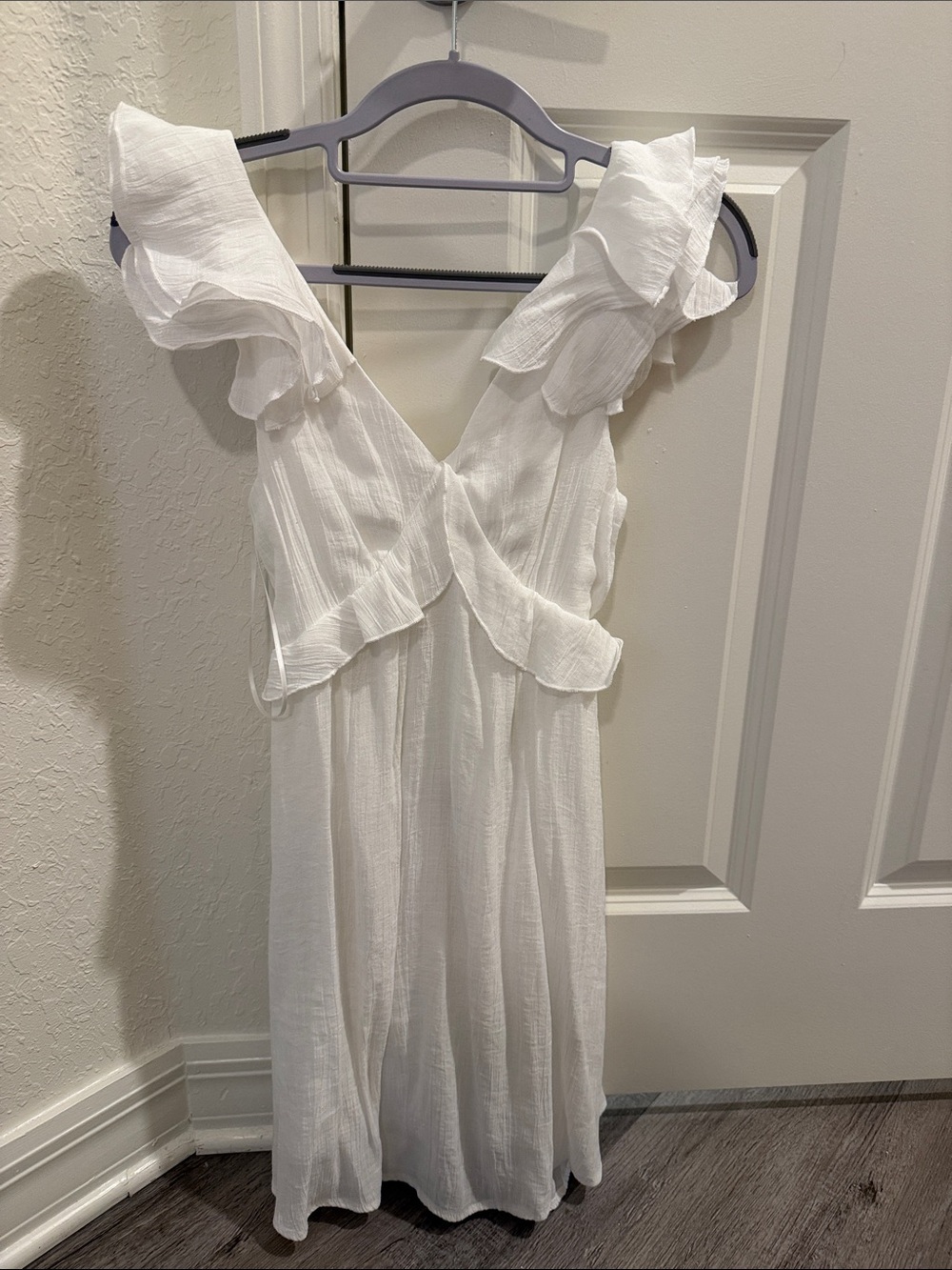 Francesca's Collections White Ruffled Mini Dress